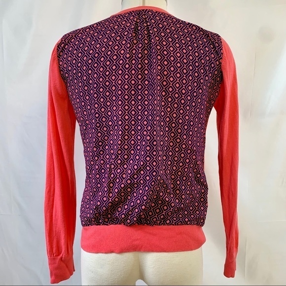 The Loft | Color-block blue Diamond V Neck Cardigan SP - Picture 8 of 9